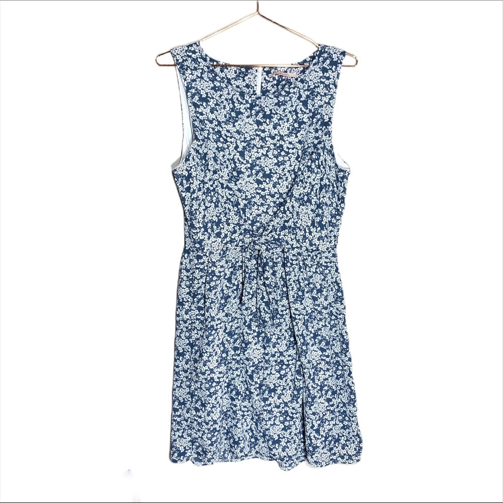 Camaïeu Sleeveless Blue/WhiteTie Front Dress Sz.10